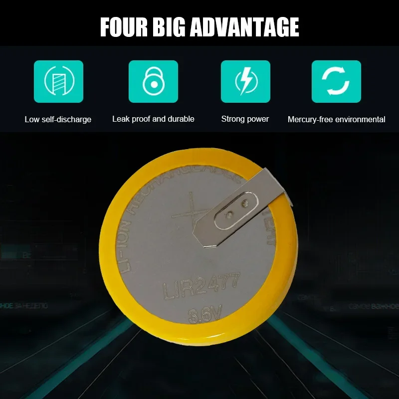 1 قطعة 3.6 فولت بطارية ليثيوم أيون قابلة للشحن LIR2477 بطارية ليثيوم زر المدمج في عملة خلية بطاريات ساعة LIR 2477 يستبدل CR2477
