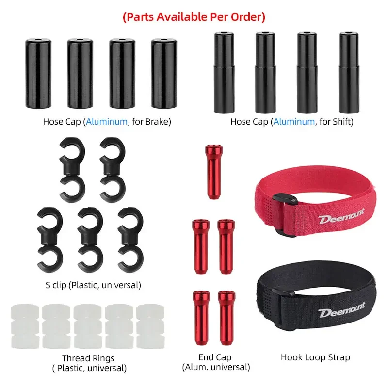 Deemount Bicycle Disc Brake Stainless Steel Wire MTB Road Shift Hose Kit Front Rear Derailleur Cable W/ straps clips Metal Caps