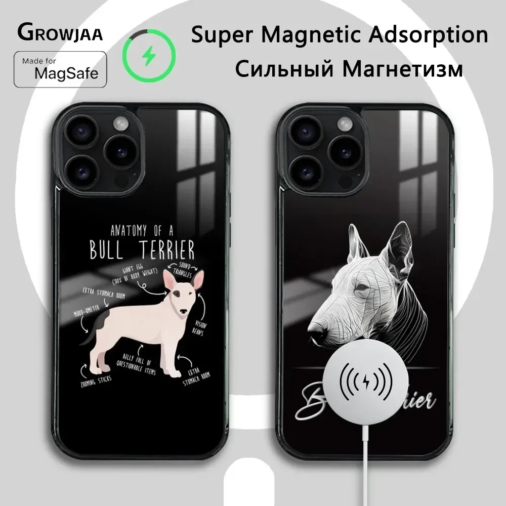 Bull Terrier Dog Phone Case For IPhone 16 15 14 13 12 11 Pro Max Plus Mini Magsafe Mirror Wireless Magnetic Cover