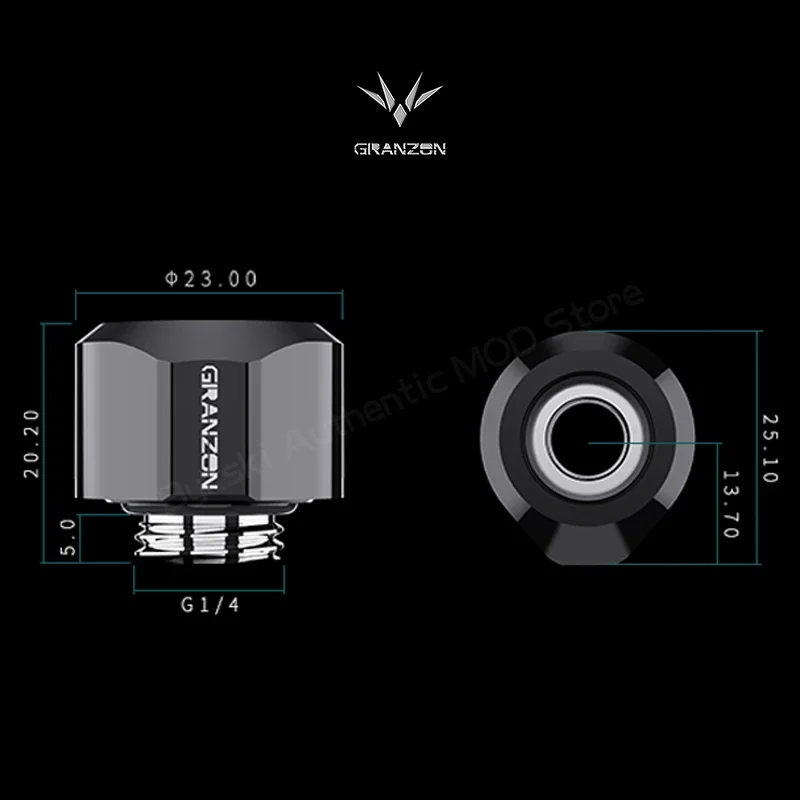 Granzon GD-FT14,Anti Falling Compression Hard Tube Fittings For OD14mm Hard PETG PMMA Pipe,G1/4'' PC Water Cooling Connectors