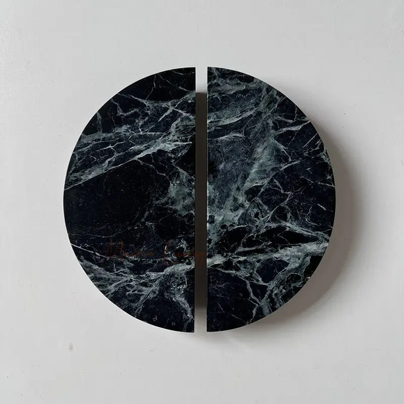 Natural Marble Glass Door Handle Unique Verde Green Stone Round Ball Knob for Clothing Store Cafe