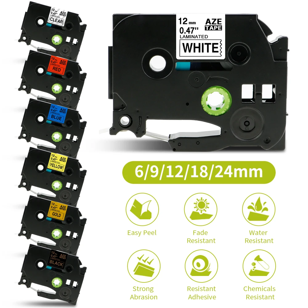 Label Tapes Tze-231 12mm Labeling Ribbon Sticker 221 211 Adhesive Labels Compatible for Brother P-TOUCH Laminated PT-H110 P710BT