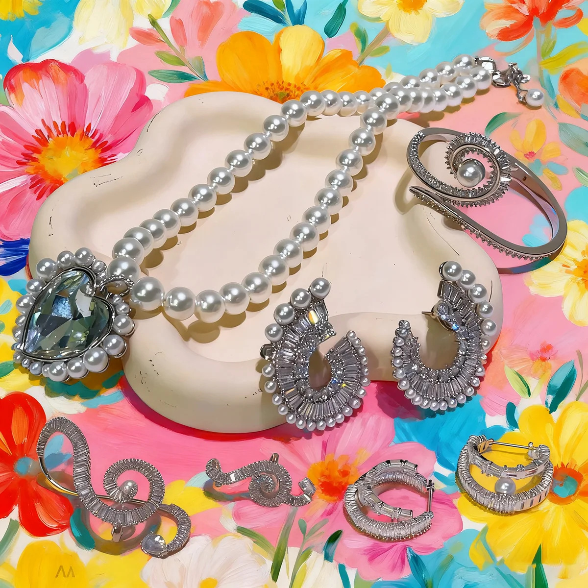 

Love Pearl Series Горячие продажи Высокое качество Роскошные кристаллы Новые изысканные очаровательные аксессуары в качестве подарка на свадьбу для женщин