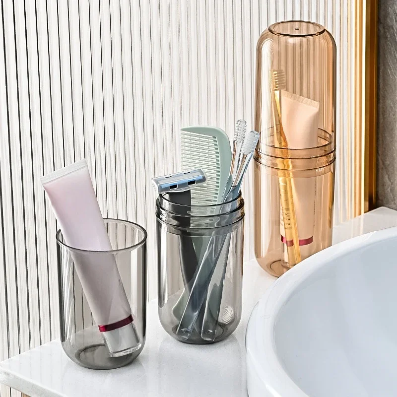 New Transparent Toothpaste Toothbrush Holder with Wash Cup Portable Travel Bathroom Organizer Toothpaste Toothbrush Case