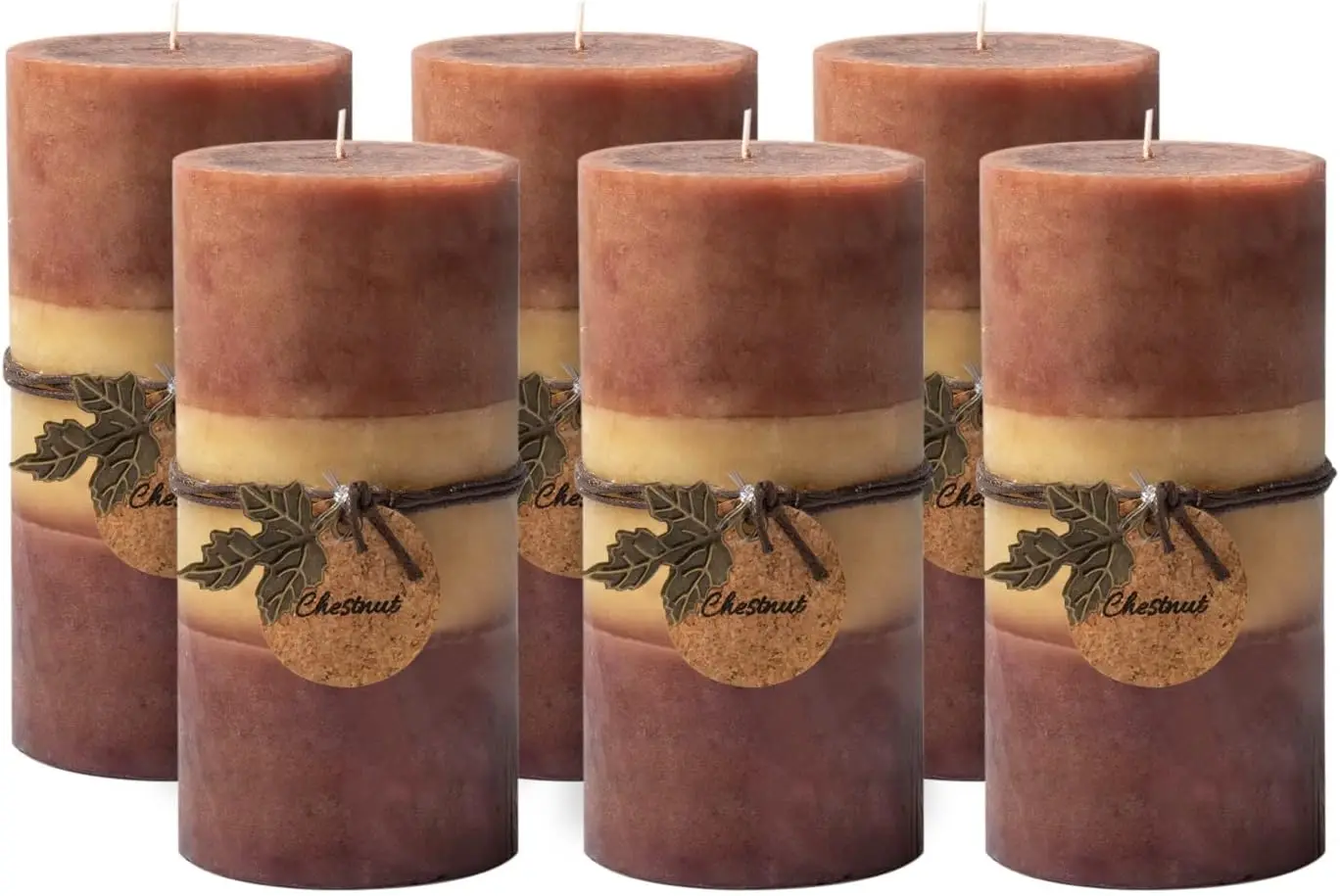 

3x6 Inch Unscented Fall Pillar Candles Set of 6, Dripless Smokeless for Autumn Halloween Thanksgiving Decor