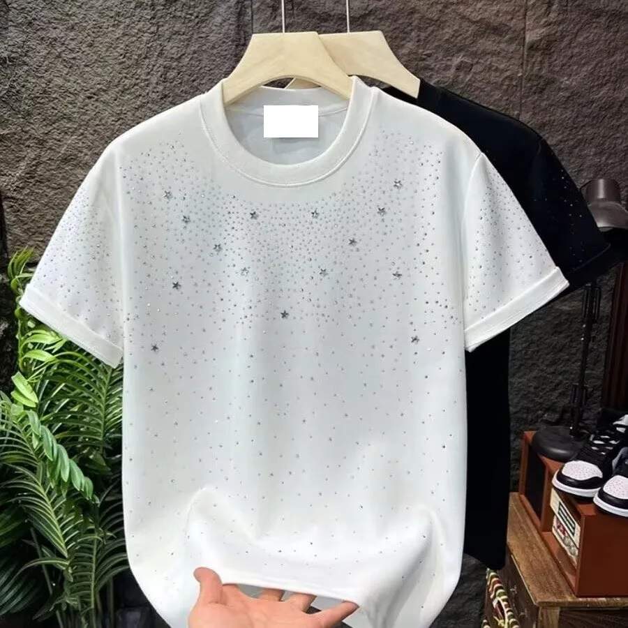 Short Sleeve T-Shirt Summer Loose 2026 New Hot Diamond Fashion Versatile Top Men's Clothing