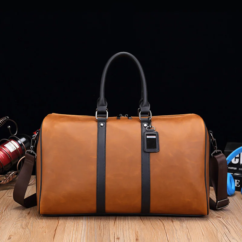 

Men's Large Capaci Leather Fitn Bag Vintage Travel Handbag Single oulder Bag for ort Busin Trips Faionable Trav...