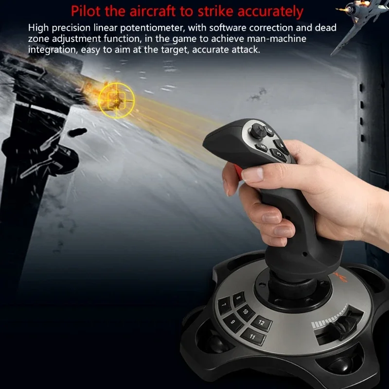 Game Controller Joystick Flight Joystick with 12 Programmable Buttons Vibration for PC Windows