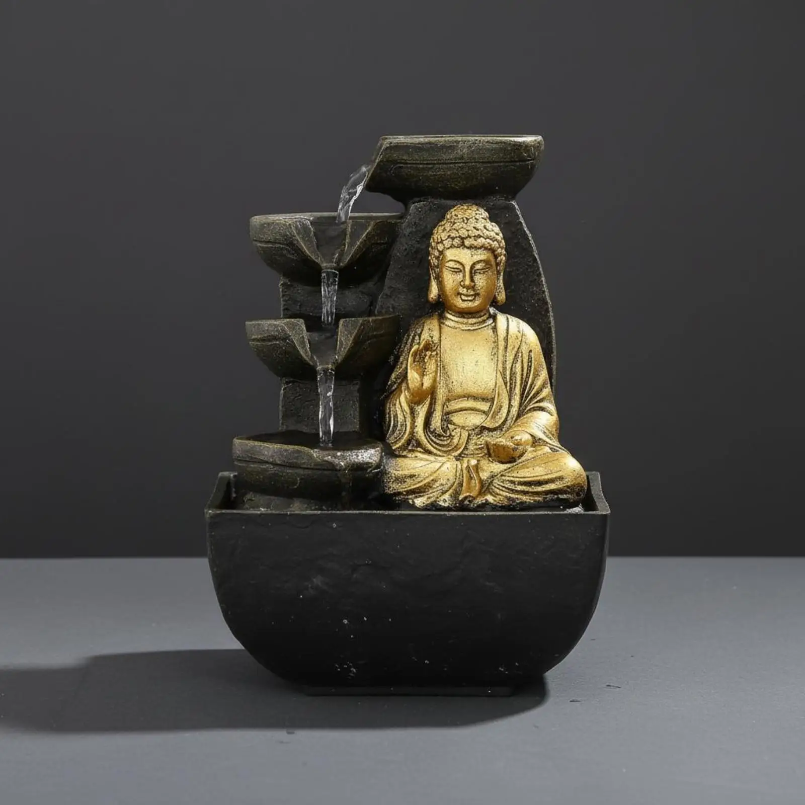 Tranquil Tabletop Water Feature Self-Circulating Desktop Water Feature Feng Shui Mini Indoor Waterfall Statue for Office Desk,