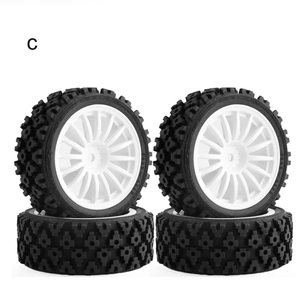 4-Piece Rubber Tire and Wheel Hub Set Suitable for Tamiya Xv-01/Ta06/Tt-01/Tt-02/Ptg-2 and Other 1/10 Scale Remote Control Cars, Upgrade Modification Parts