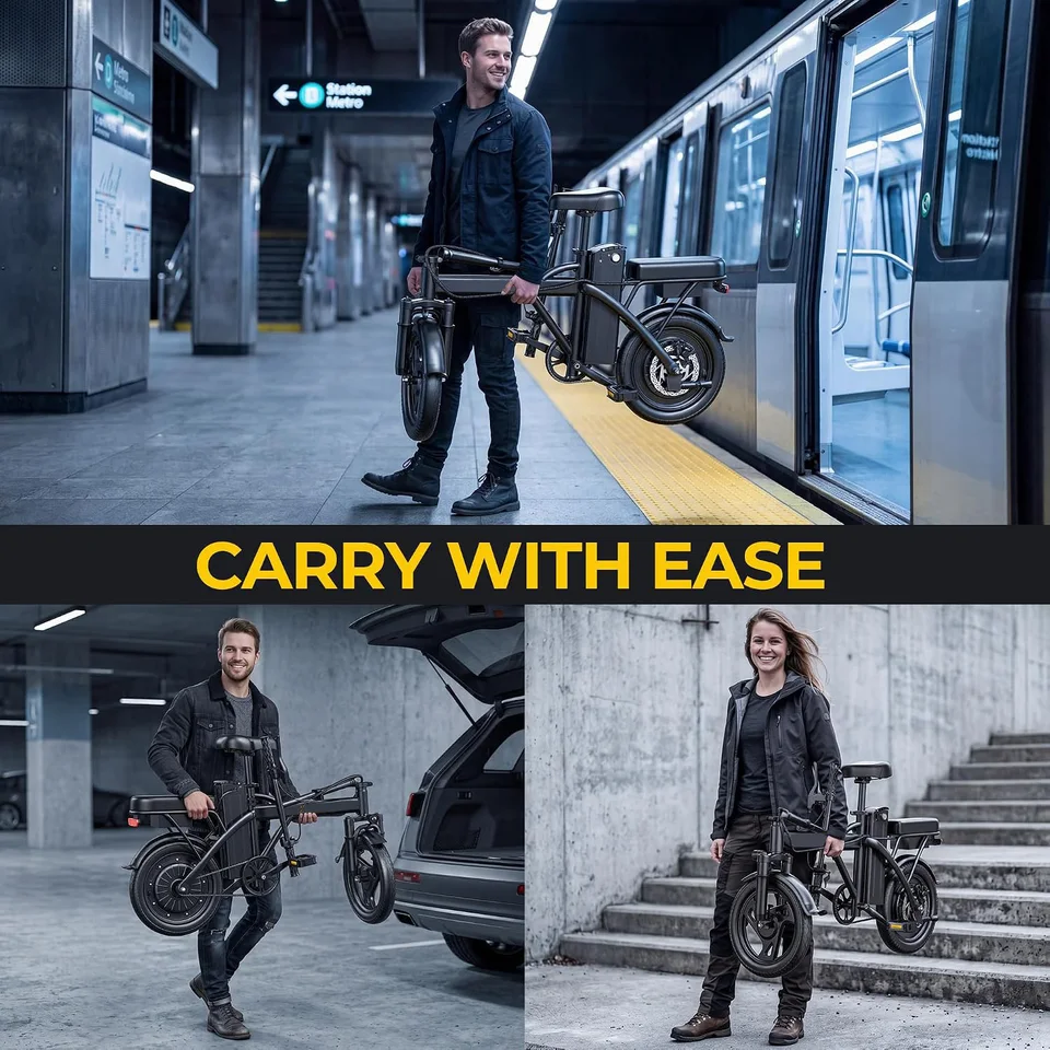 14" Electric Bike 500W Motor 22Mph Max Speed 30-45Miles Max Range Dual Brake System Portable Foldable Ebike for Commuting Outdoor Fun image 7