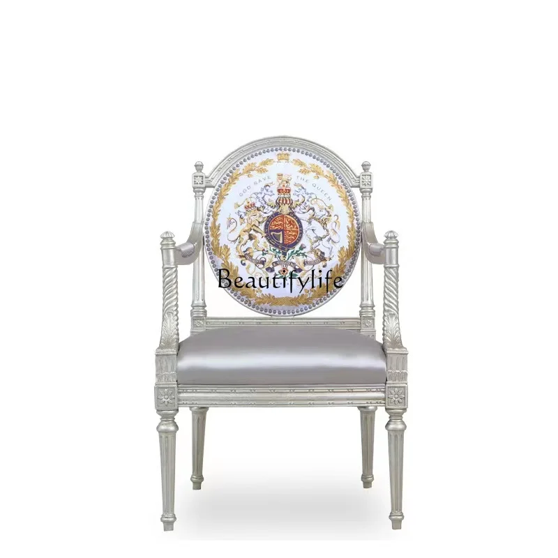 

Solid wood dining chair British style living room sofa chair Leisure single sofa chair