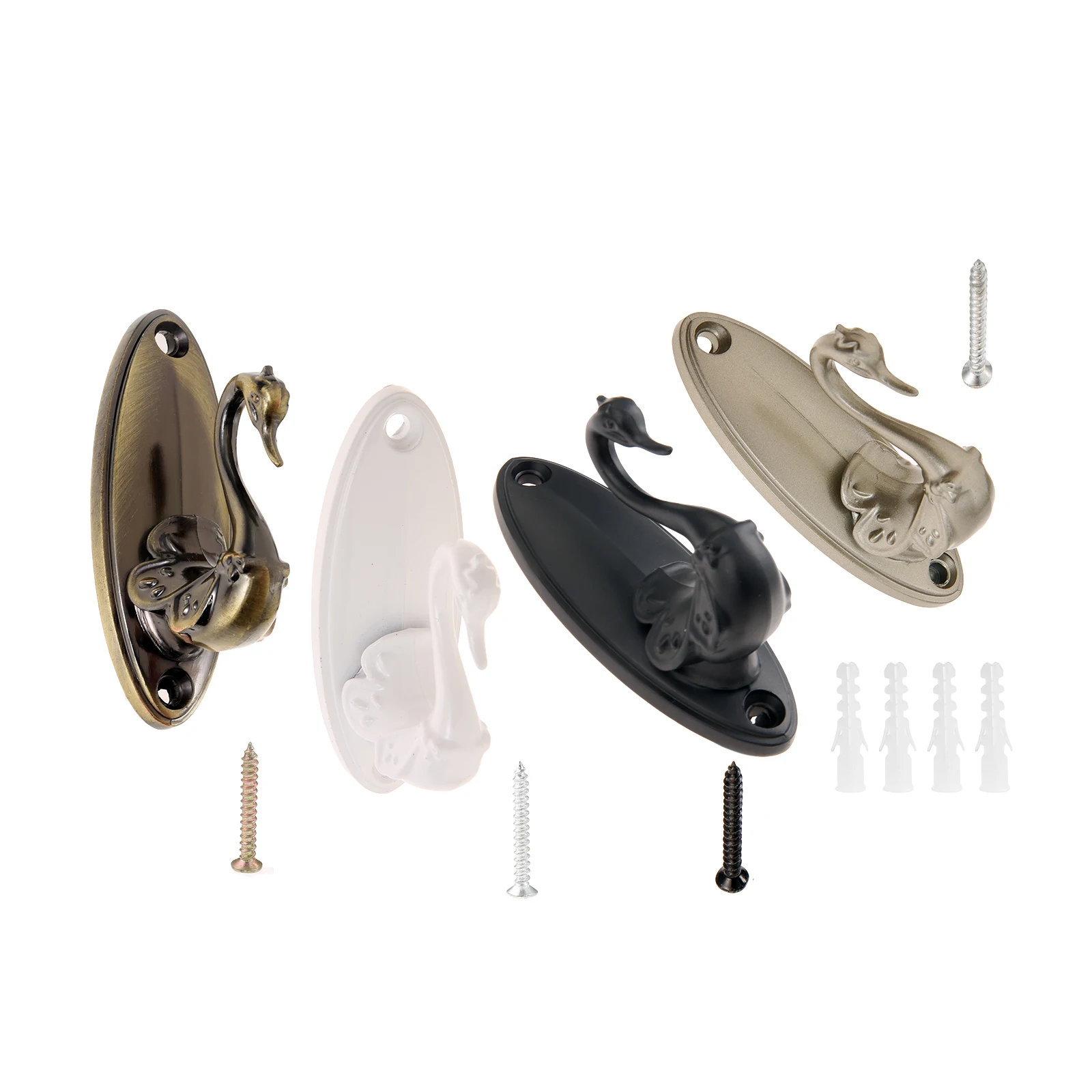 2pcs Swan Style Curtain Tieback Hooks Curtain Holder Wall Mounted Hooks Hanger Storage Rack Support Bracket Household Bathroom