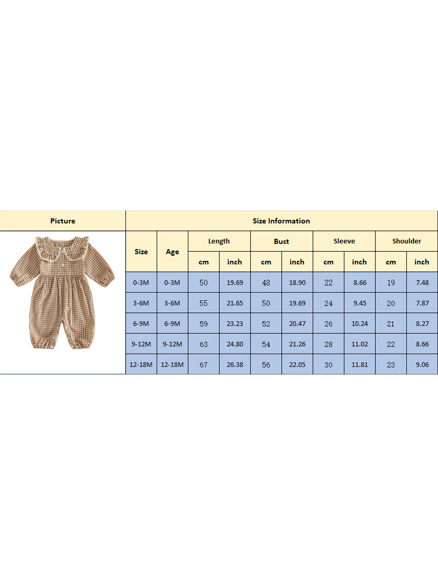 

Adorable Baby Girl Plaid Romper with Sweet Doll Collar and Button Detailing Stylish Long Sleeve Infant Bodysuit Jumpsuit