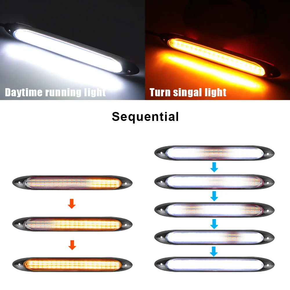 Auto Headlight Sequential Strip Car DRL Daytime Running Light LED Turn Signal Light 2 Pcs/set Car Streamer Flow Day Light