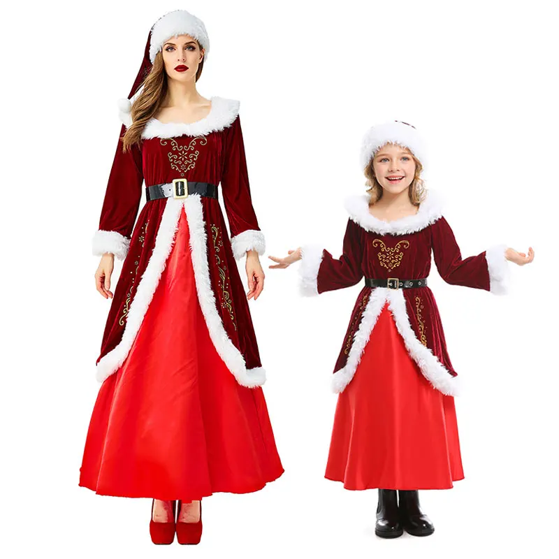 

Womens Mrs. Claus Costume Xmas Party Dress Family Costume Xmas Santa Dress Christmas Cosplay Costume