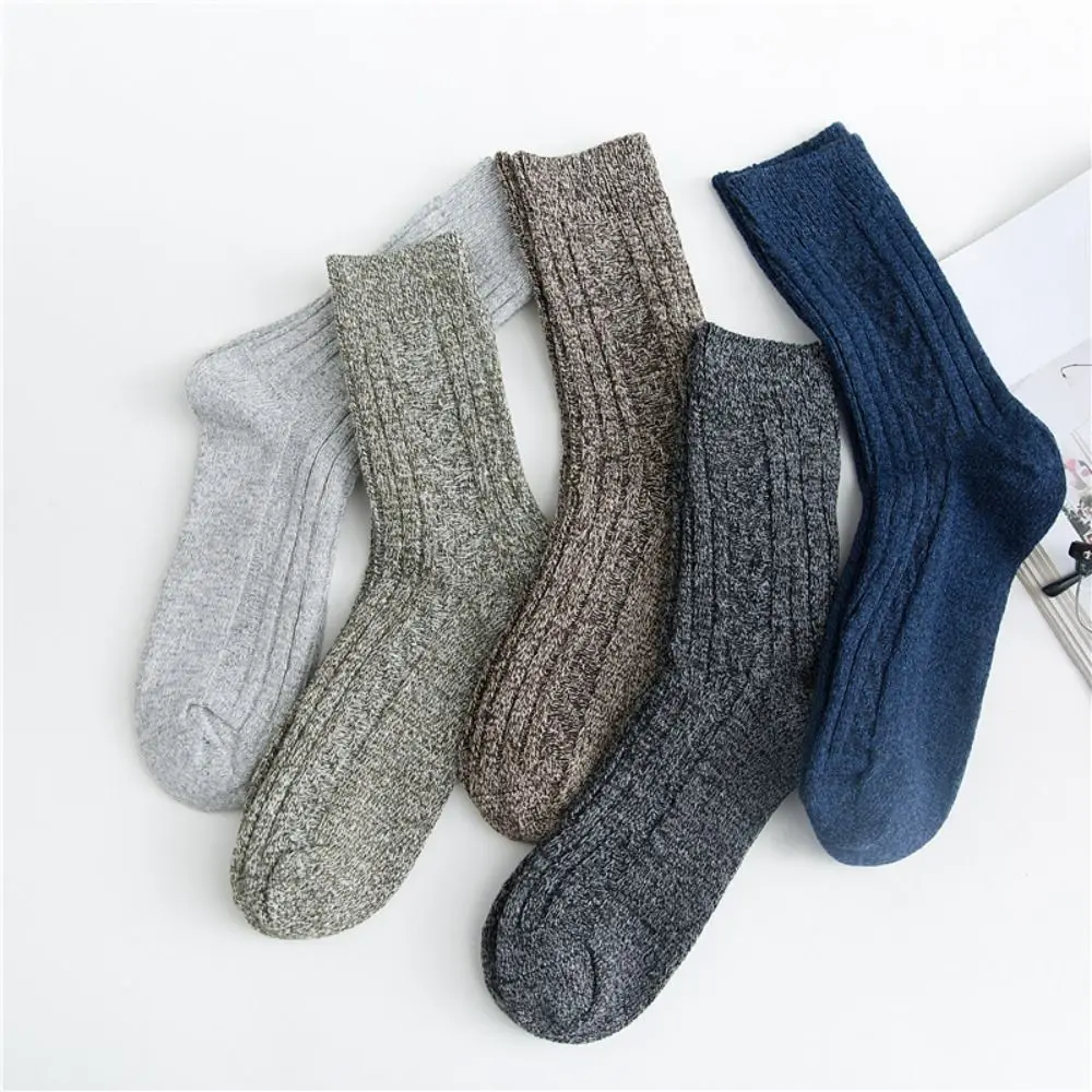 

5Pairs Thermal Mens Wool Blend Socks Casual Cold Protection Elastic Cashmere Hosiery Sports Hiking Winter Warm Thick Socks