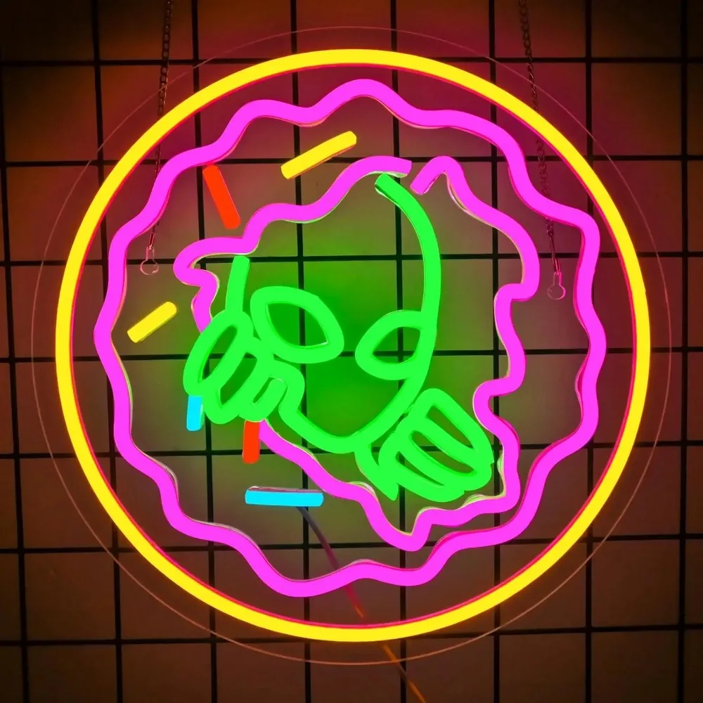 

Alien in A Donut Neon Sign Dessert LED Neon Light for Bedroom Man Cave Party Dessert Shop Wall Decor Dimmable USB Birthday Gift