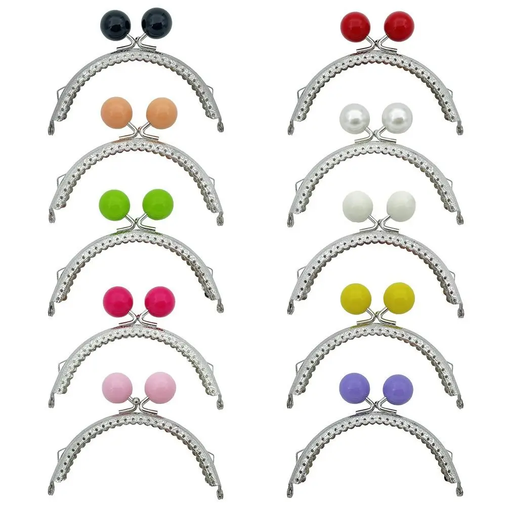 8.5/10.5cm Candy Color Beads Silver Metal Purse Frame Handle for Clutch Bag Handbag Accessories Making Kiss Clasp Lock