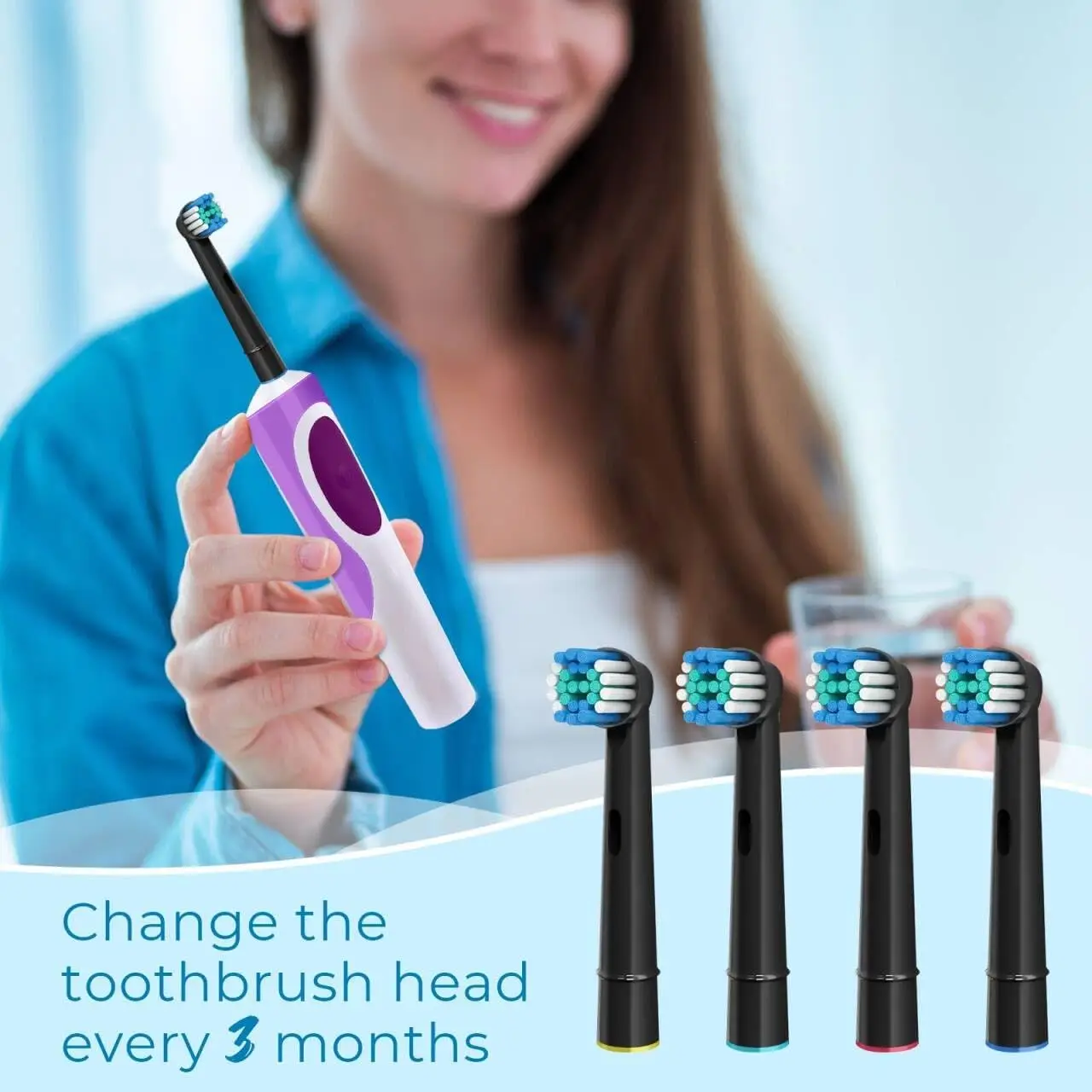 Black Replacement Brush Heads for Oral Basic Cleaning -B Electric toothbrush nozzle Bristles D100 D25 D30 D32 4739 3709 3744 image 3