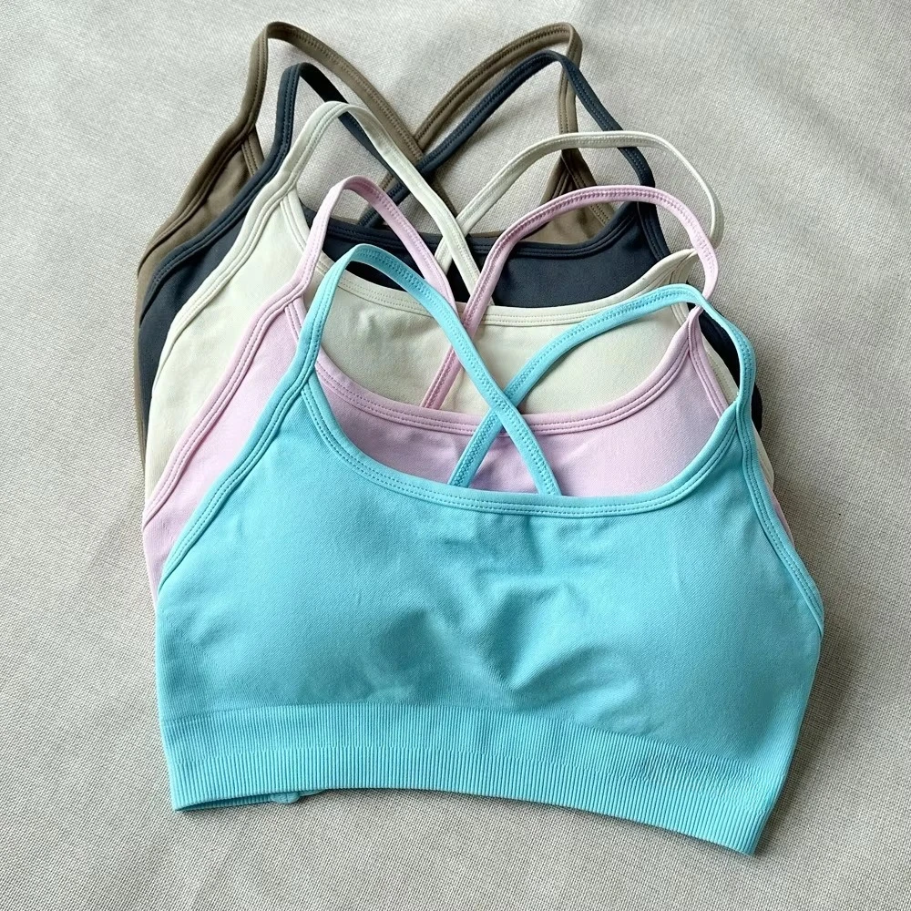 

Summer New High-quality Yoga Pilates Fitness Elastic Fitness Women's Sports Vest Bra Top Cross Back Style