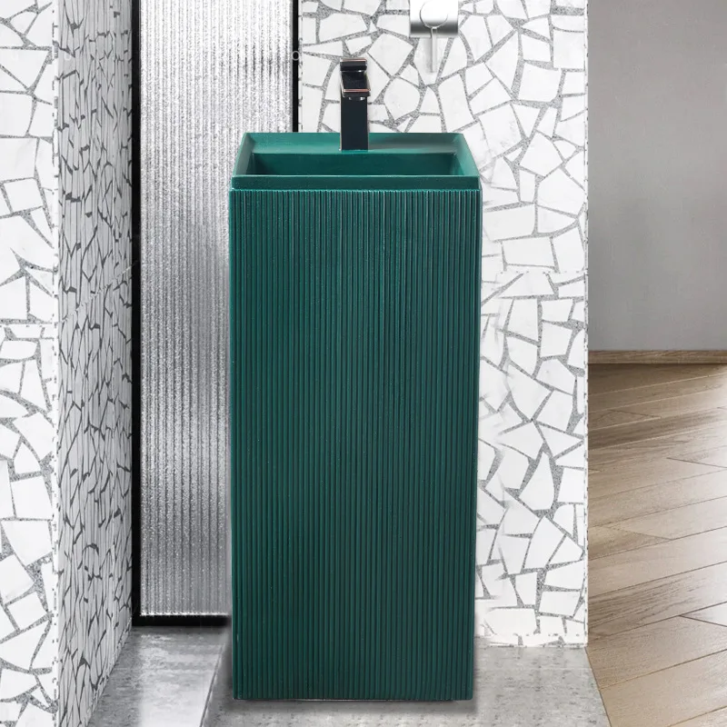 Column basin integrated wash sink artificial stone pillar basin balcony wash sink outdoor garden art floor wash basin