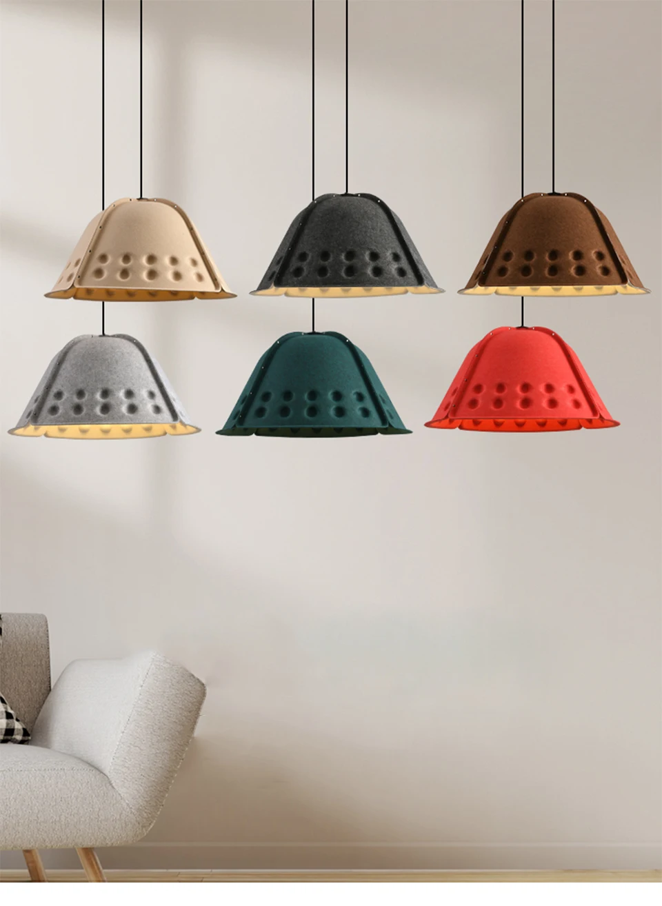

Hat-inspired Acoustic Felt Ceiling Light Chandeliers E27 Holder For Living Room Restauranoffices Hanging Pendant