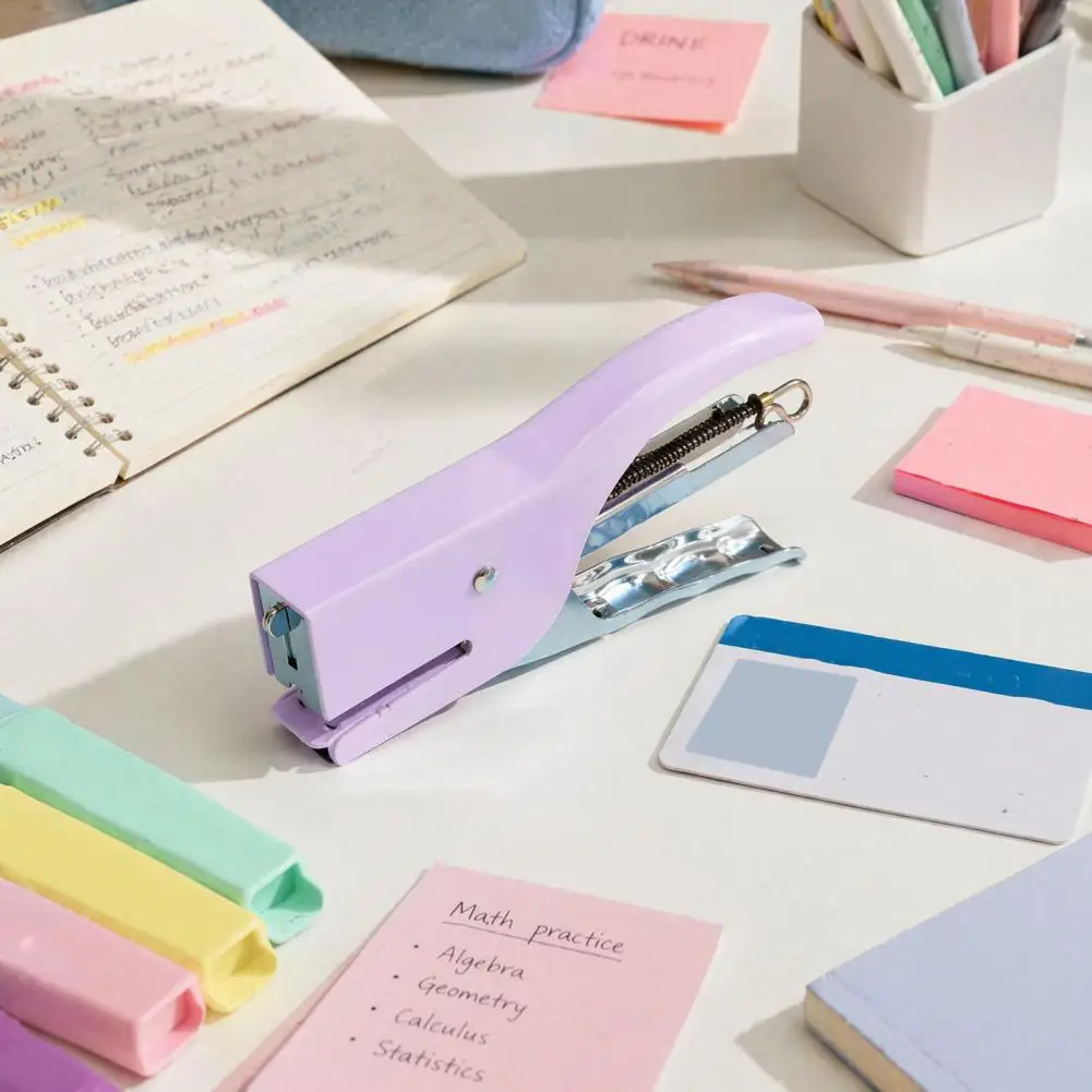Portable Stapler for Office Mini Handheld Stapler with Ergonomic Curved Design Compact Metal Desktop Stapler Macaron for School