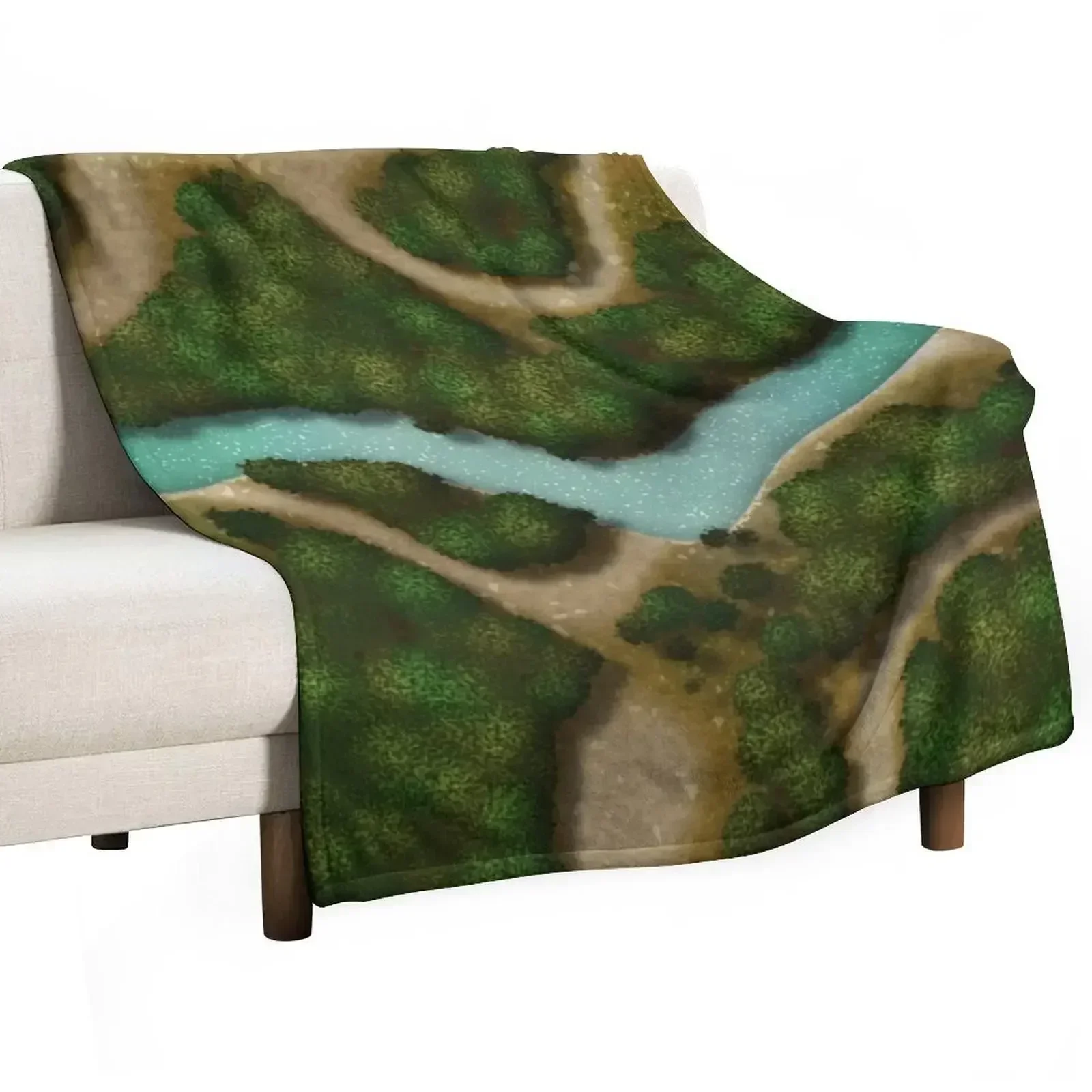 

Forest Trails and Stream 002 Battle Map for Table Top RPG Miniatures Throw Blanket warm for winter Luxury Brand Nap Blankets