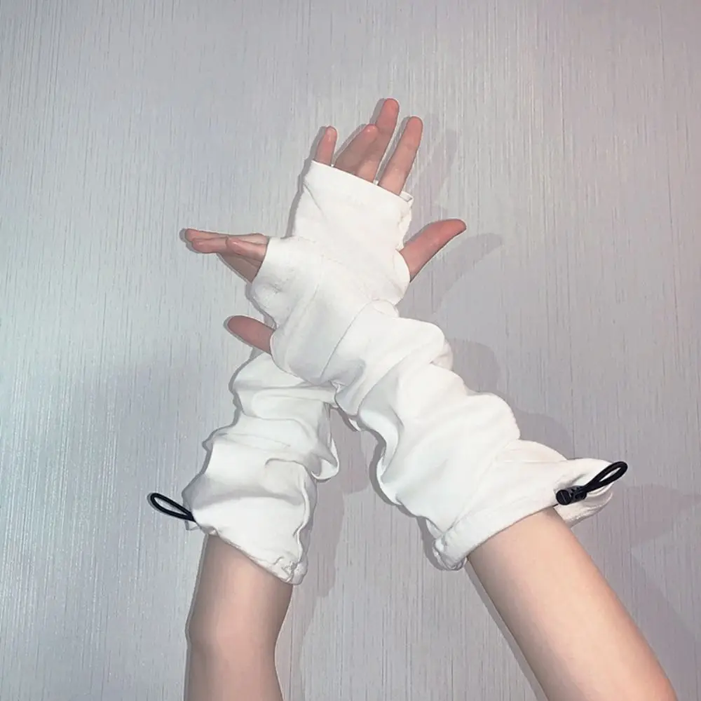 Fashion Black White Punk Gloves Japanese Mesh Fingerless Mittens Lolita Sunscreen Sleeve Women Girls