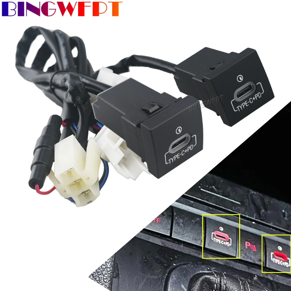 

For VW Golf 6 Jetta 5 MK5 Scirocco 2006 - 2012 Car USB Charger Dual TYPE-C PD Quick Charge Auto Phone Charging Adapter Button