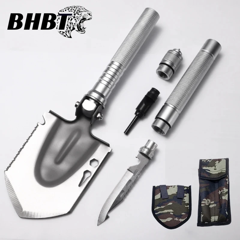 BHBT Multi-Function Folding Military Shovel Outdoor Survival Kit Garden Tools Camping Fold Multifunct Tactical Shovel