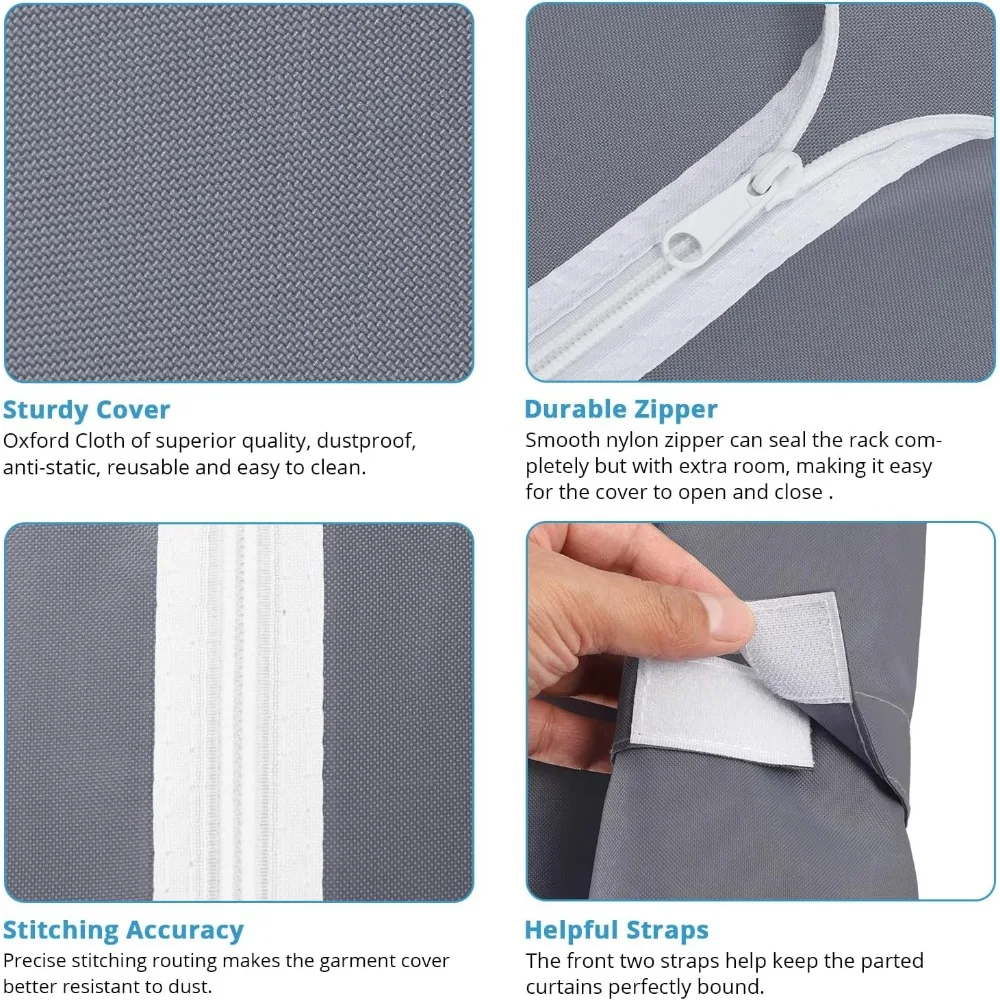 Armario portátil de Metal resistente para ropa con cubierta gris, estante de almacenamiento para armarios de dormitorio, organización eficiente de ropa