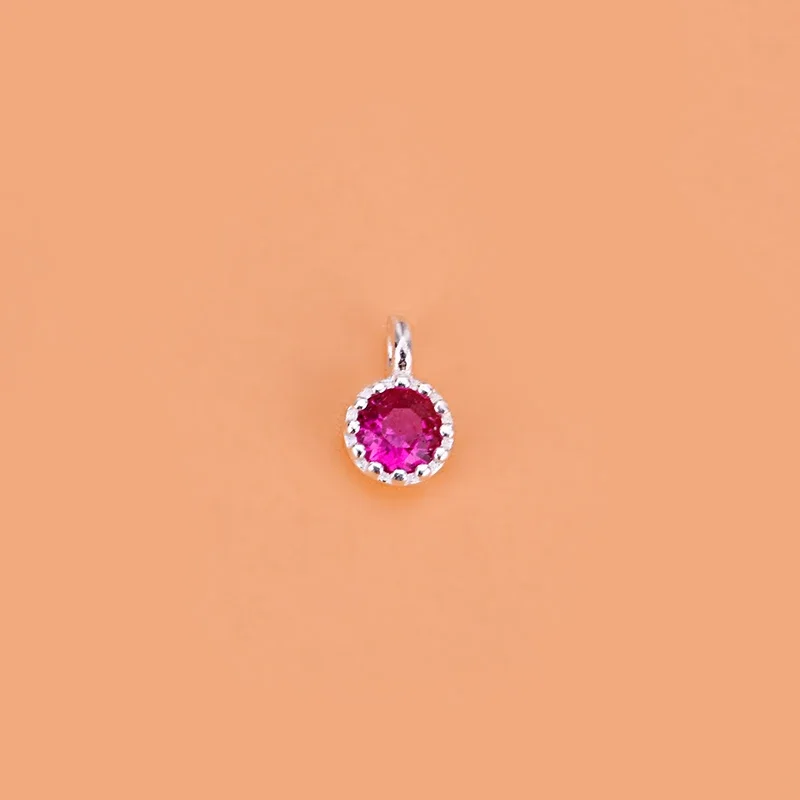 925 sterling silver mini inlaid zircon circular pendant Handmade DIY material bracelet necklace ring jewelry accessory women