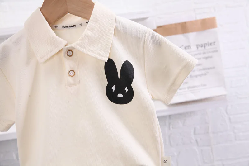 Baby Boy Summer Clothes 2024 New Cartoon Turn-down Collar Short Sleeve T-shirts and Shorts Kids Boys Designer Suits Outfits Set