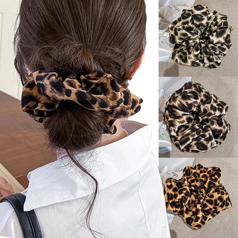 Scrunchies con stampa leopardata Fascette per capelli Corda per capelli Fascia elastica per capelli ad alta elasticità Porta coda di cavallo Accessori per capelli da donna eleganti