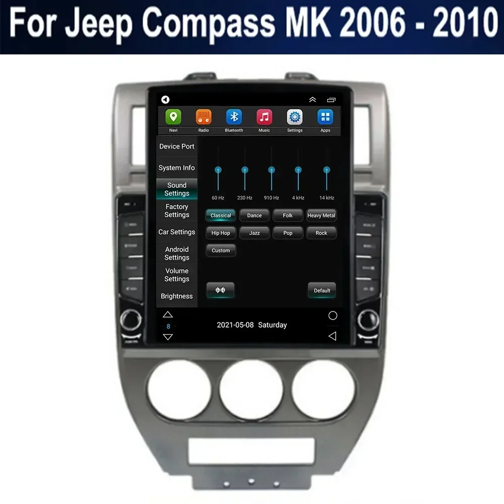 Autoradio Android 13 pour Jeep Compass Bros 2006-2010, Lecteur Vidéo, GPS, Stéréo, Carplay, DSP, Caméra, 2Din