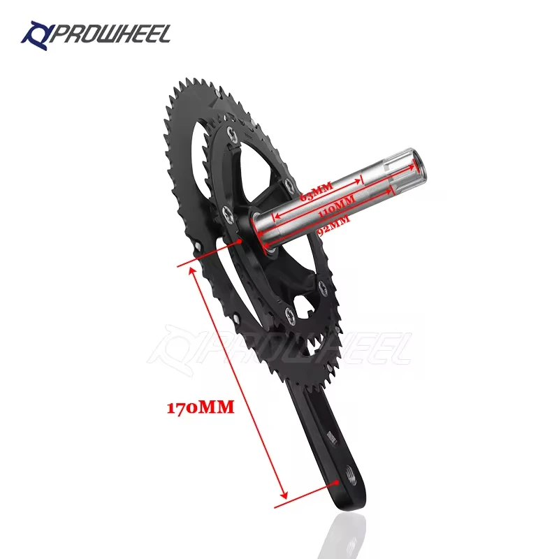 PROWHEEL-Road Bike Hollow Integrated Ultralight Crankset, 8, 9, 10, 11 Speed, Aluminum Alloy, 130BCD Bicycle Sprocket Crank