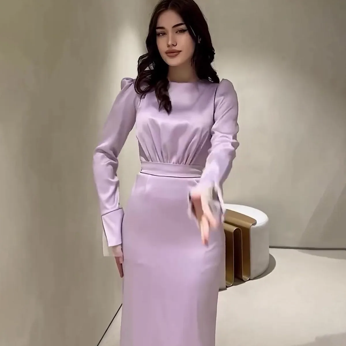 Automne 2025 nouveau Sle femmes longue Sve plissé taille cintrée minceur Court Dr trajet Sle Polyester tissu Floral Dr