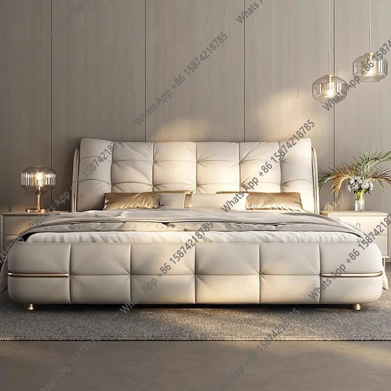 

N64 Modern simple light luxury leather bed master bedroom high-end atmospheric double bed soft bag bed