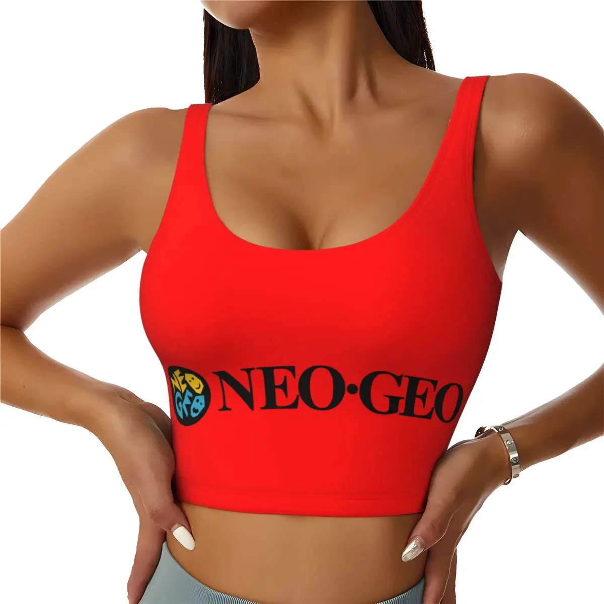 Custom Neo Geo Logo High Impact Sports Bras Women Neogeo Arcade Seamless Workout Yoga Crop Tank Tops