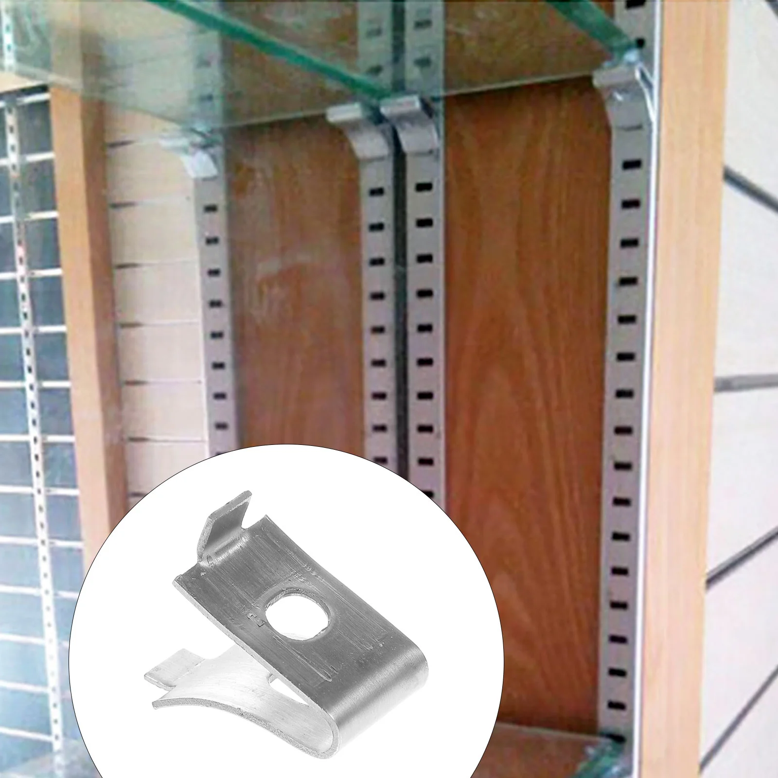 10 Uds. Clip de soporte para estante, Clips para estantería, etiqueta para gabinetes, clavijas de soporte, montaje de vidrio y Metal montado en la pared