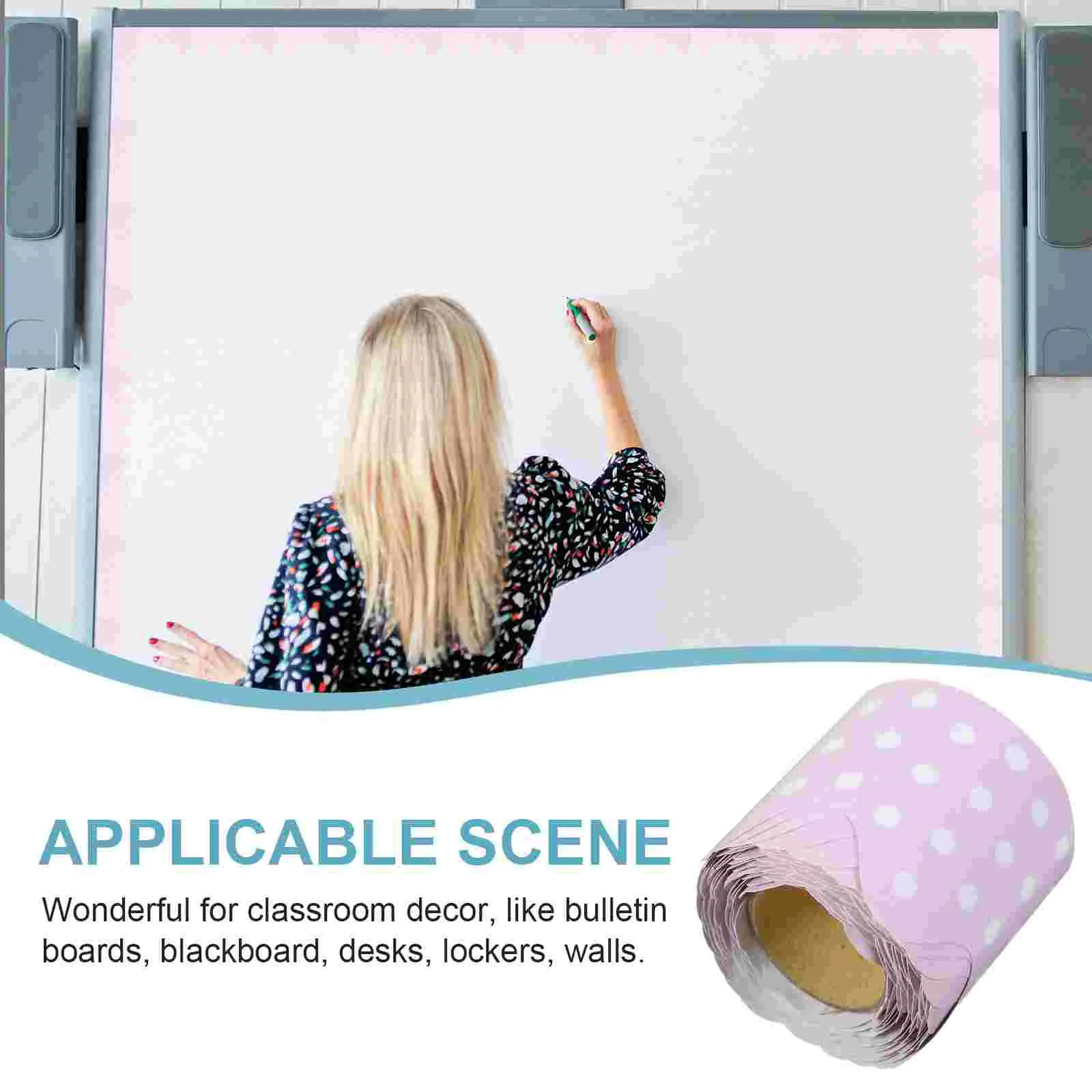 Blackboard Border Paper Fan-shaped Bulletin Classroom Decoration Sticker Pencil Roll Card (foundation White Dot) Stickers