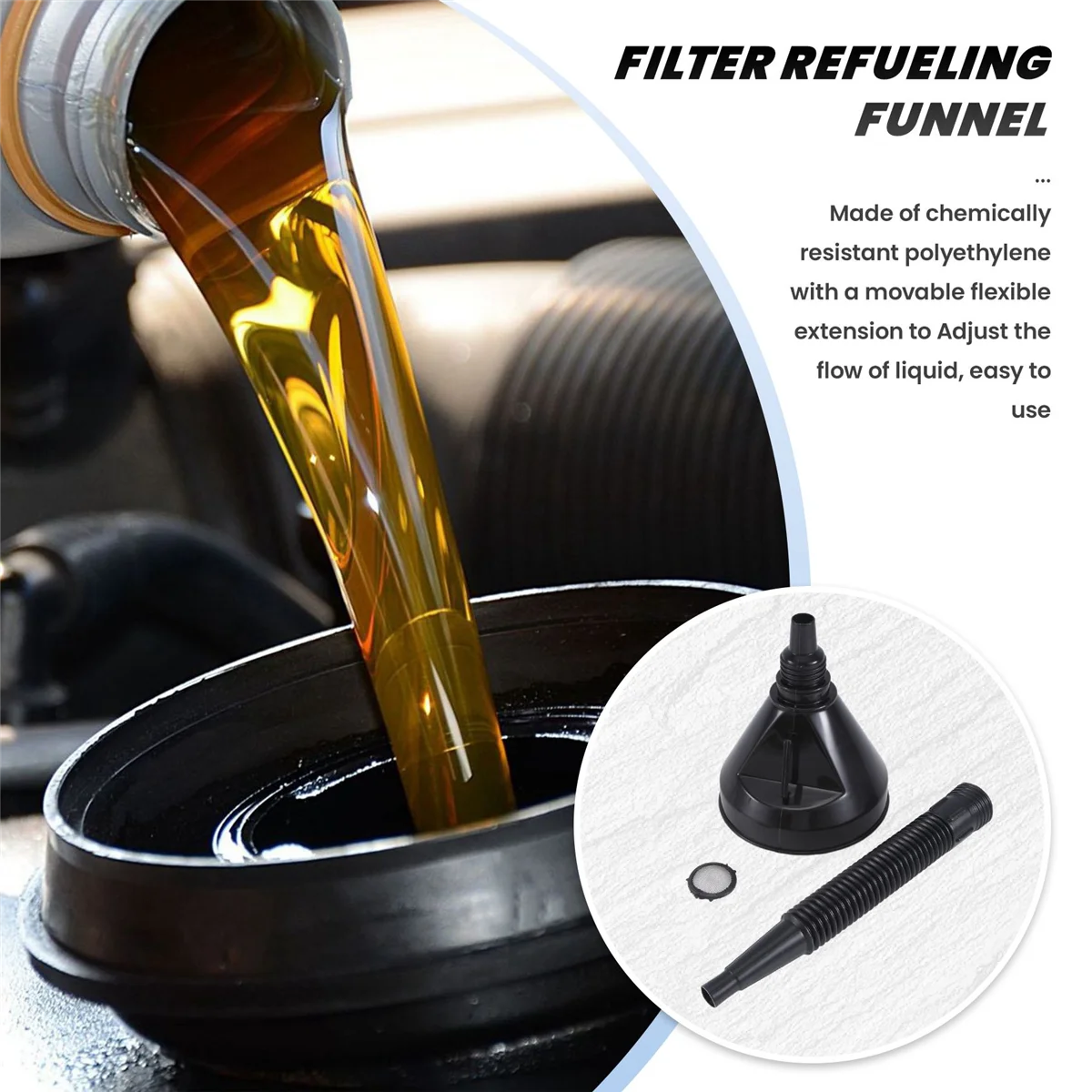 Filter funnel thickening tank and motorcycle gasoline filter