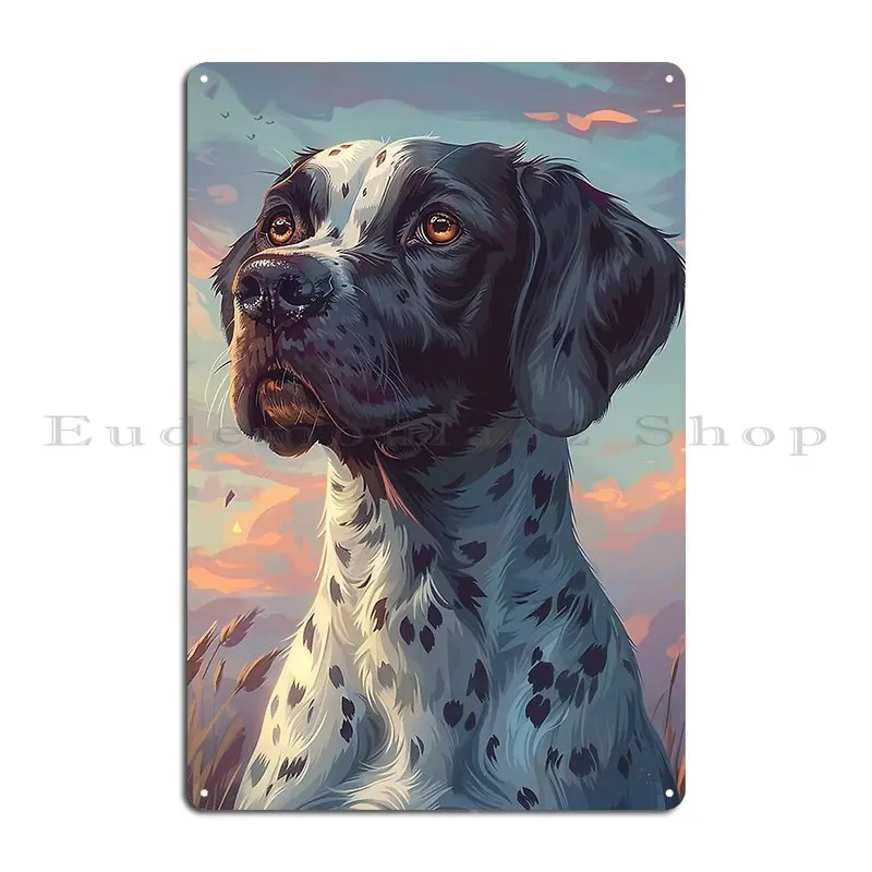 German Shorthaired Pointer Endearing Glance Metal Plaque Designing Designing Garage Cinema Wall Mural Tin Sign Poster