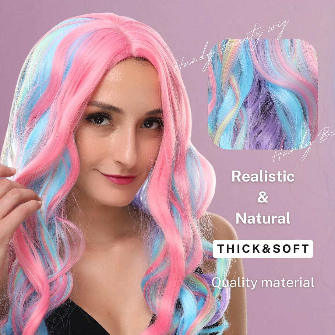 ANXIN Hot Selling Multicolor Body Wave Synthetic Wig for Women Cosplay or Party