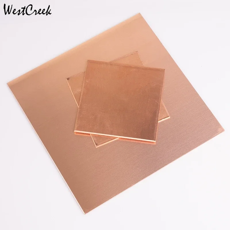 WESTCREEK Customizable T2 Copper Metal Sheet Plate with Excellent Mechanical Behavior - 50x50mm Thick 0.3mm 0.5mm