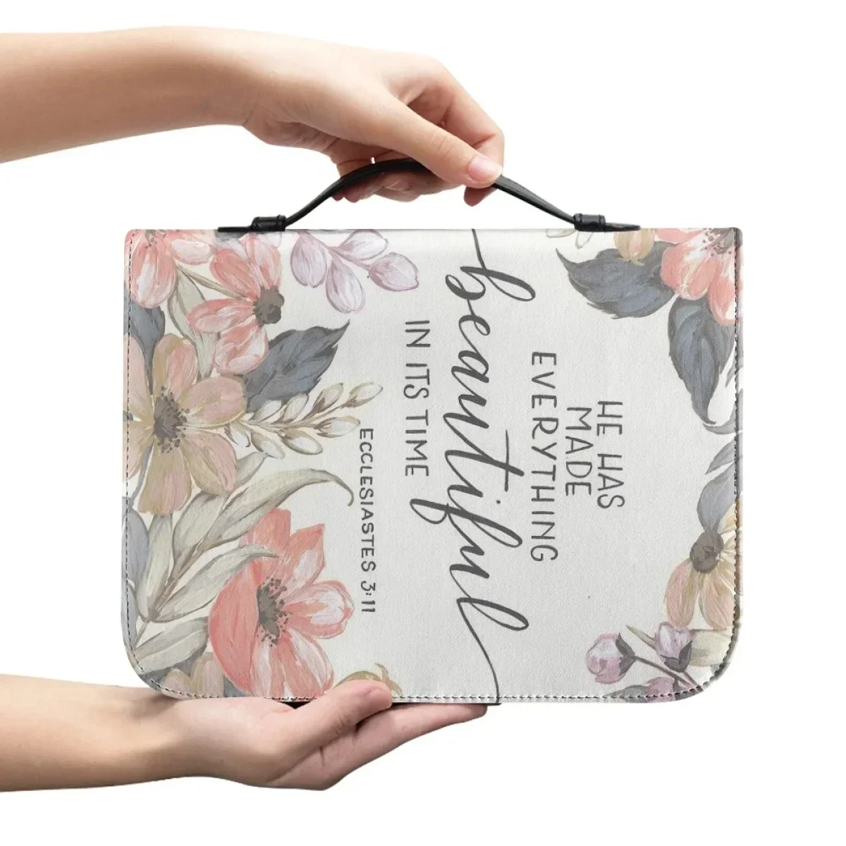 Flowers Leather Bible Bag Fashion Custom Handbag for Women Bible Storage Bag Women Daily Church Study Book Holy Storage Boxes