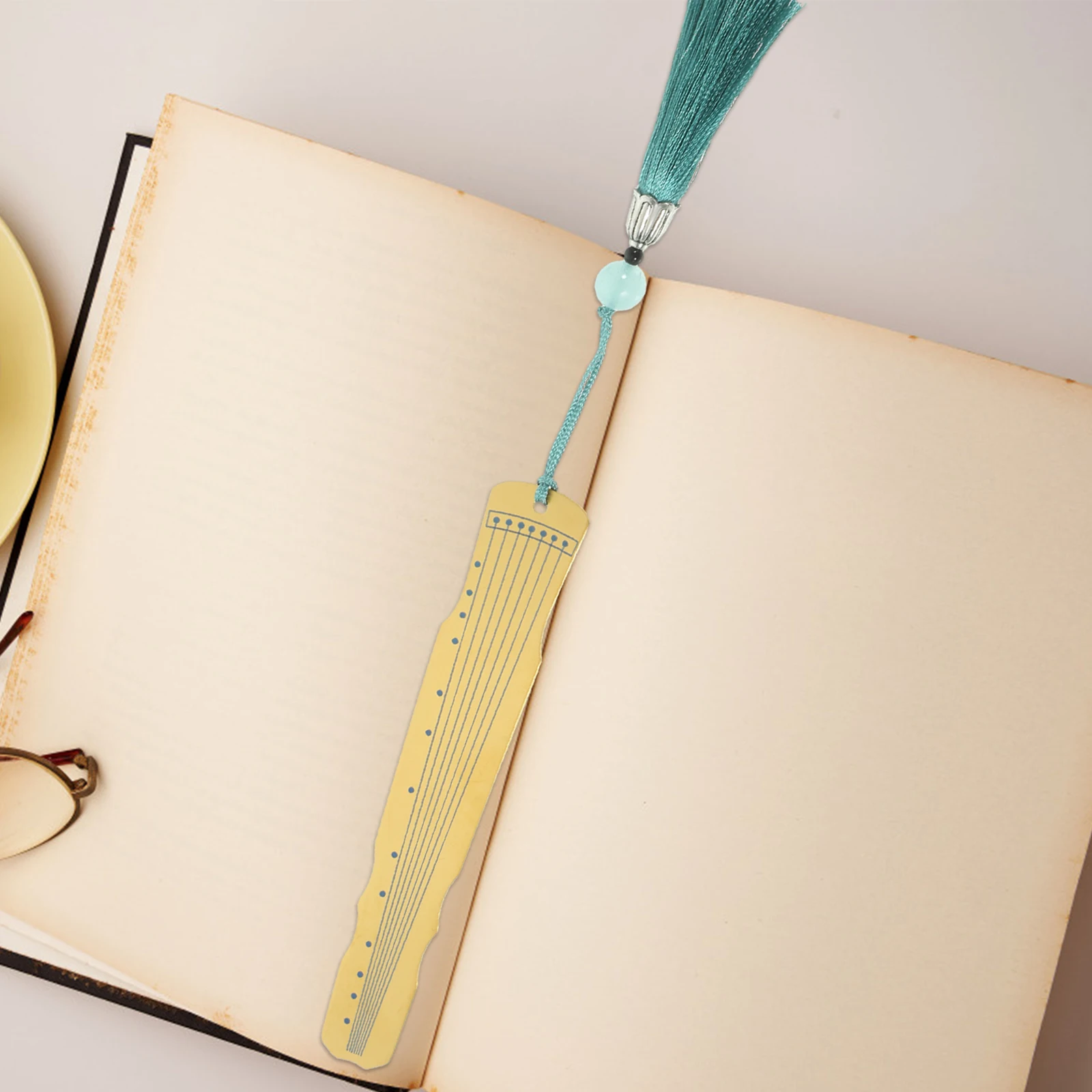 

Elegant Metal Guzheng Guqin Bookmarks Golden Color Musical Instrument Page Markers for Teachers Teens Gift Office Use Easy