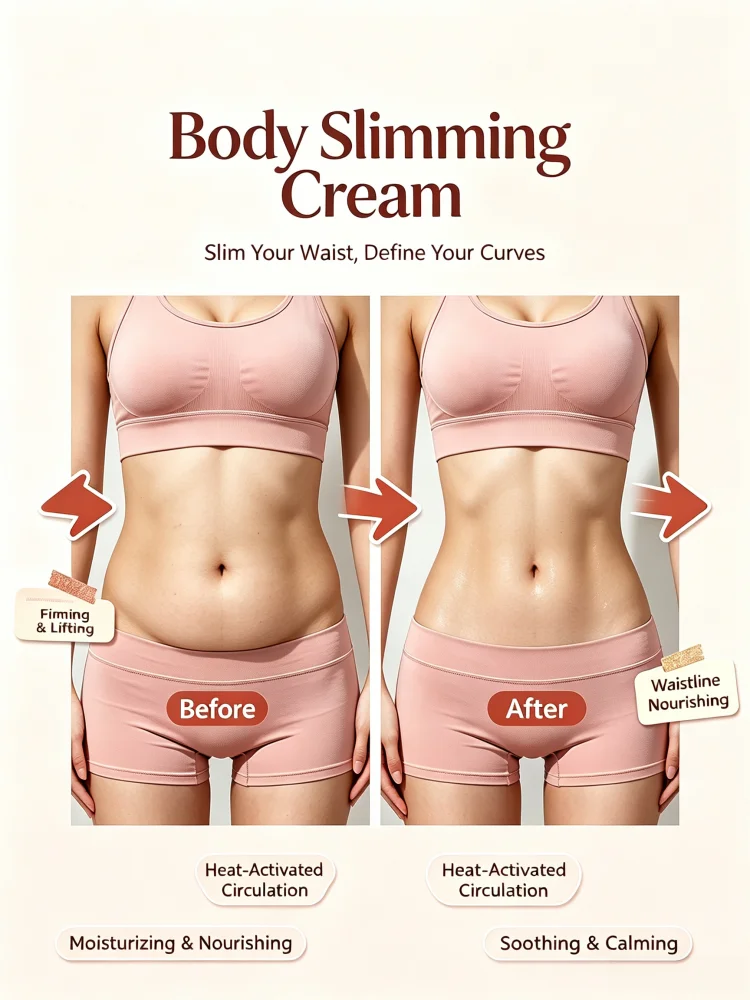 Body Slimming Cream, Firming Lifting Shaping, Anti Cellulite, Heat Activated Circulation, Moisturizing Soothing Body Massage Cre